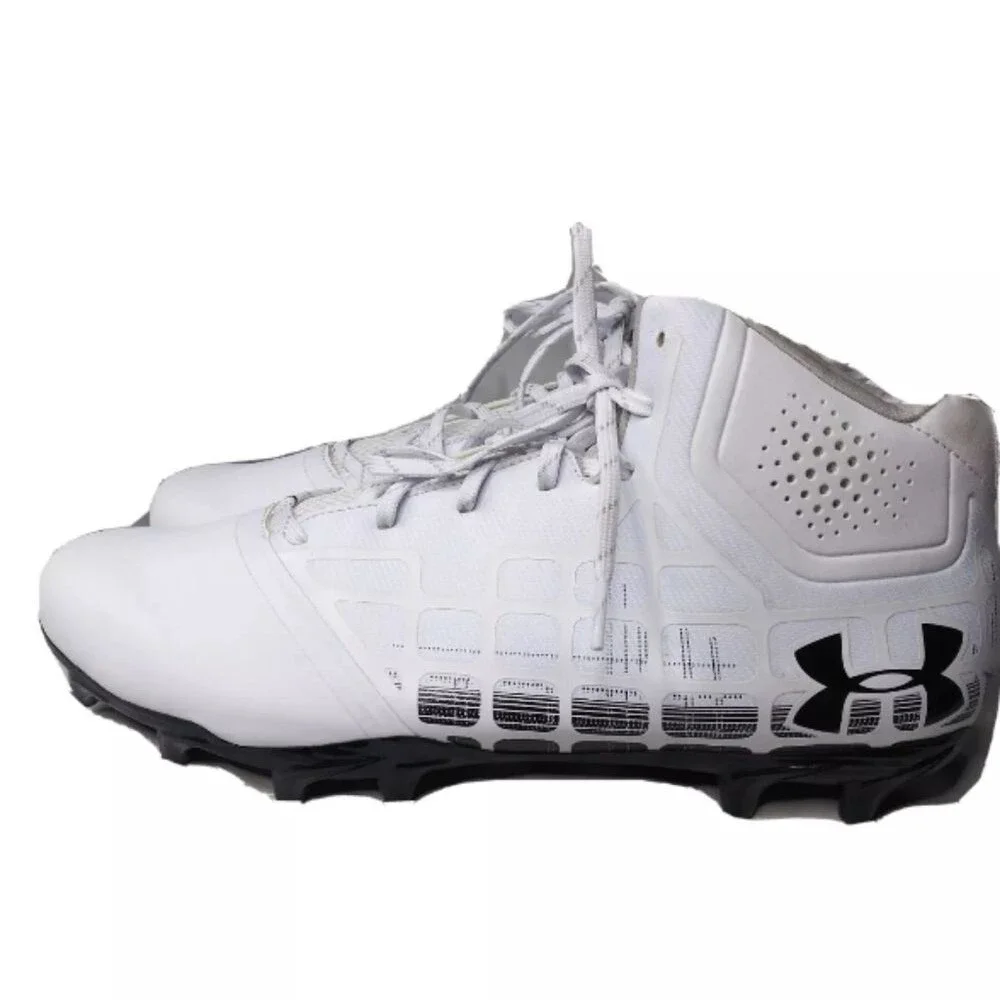 Under Armour Banshee Ripshot Mid Men Lacrosse Cleats Shoes Size 13 White MC